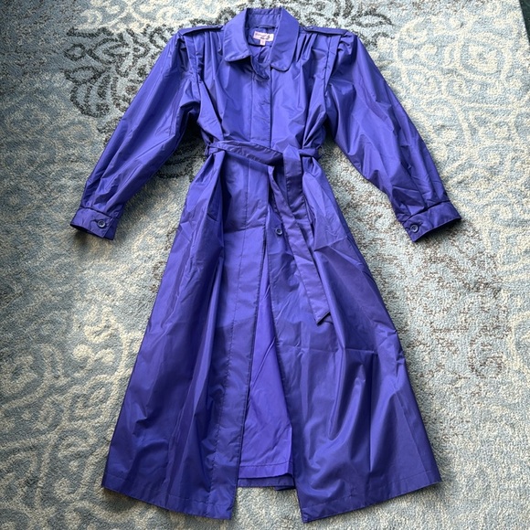 Vintage Rebecca Lynn Trench Coat Purple 14 - Picture 1 of 7